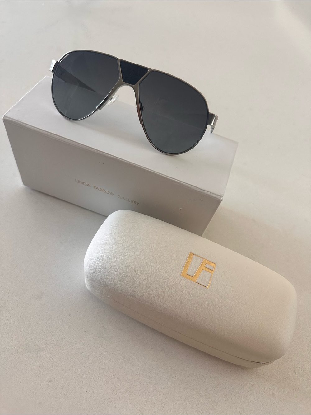 Alexander Wang Silver Aviator Sunglasses with Dark Gray Lenses